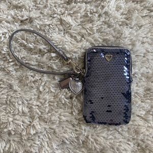 Coach Poppy Navy Sequin Wristlet